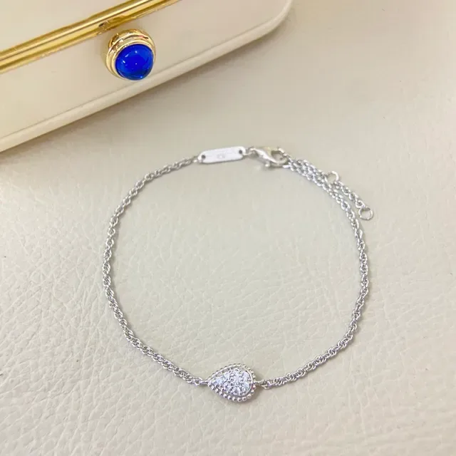 Braceletes de corrente rope com pingente de gota pavé em tom dourado e prata 6