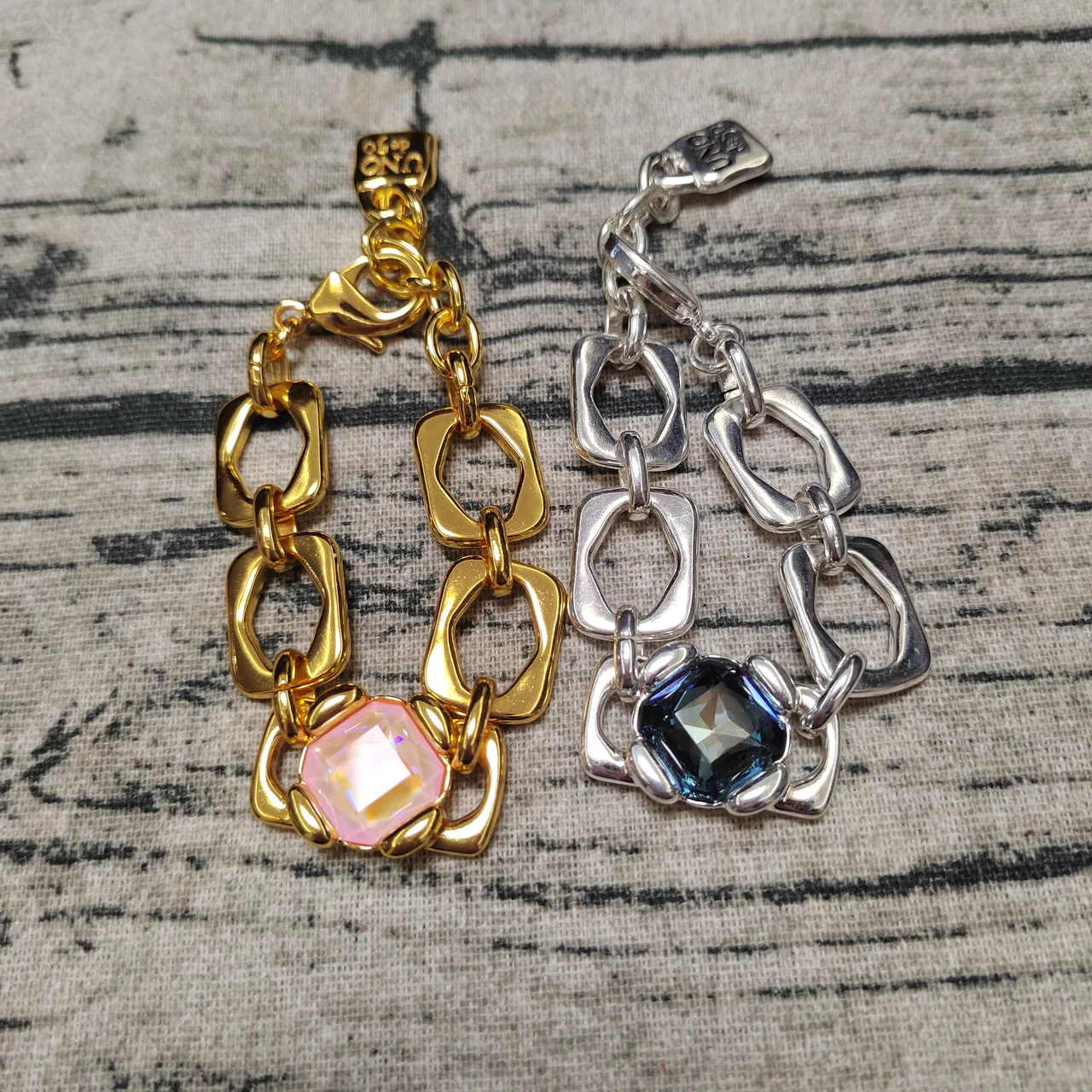 Gold and Silver Tone Teardrop Stone Open-Cuff Bracelets 5