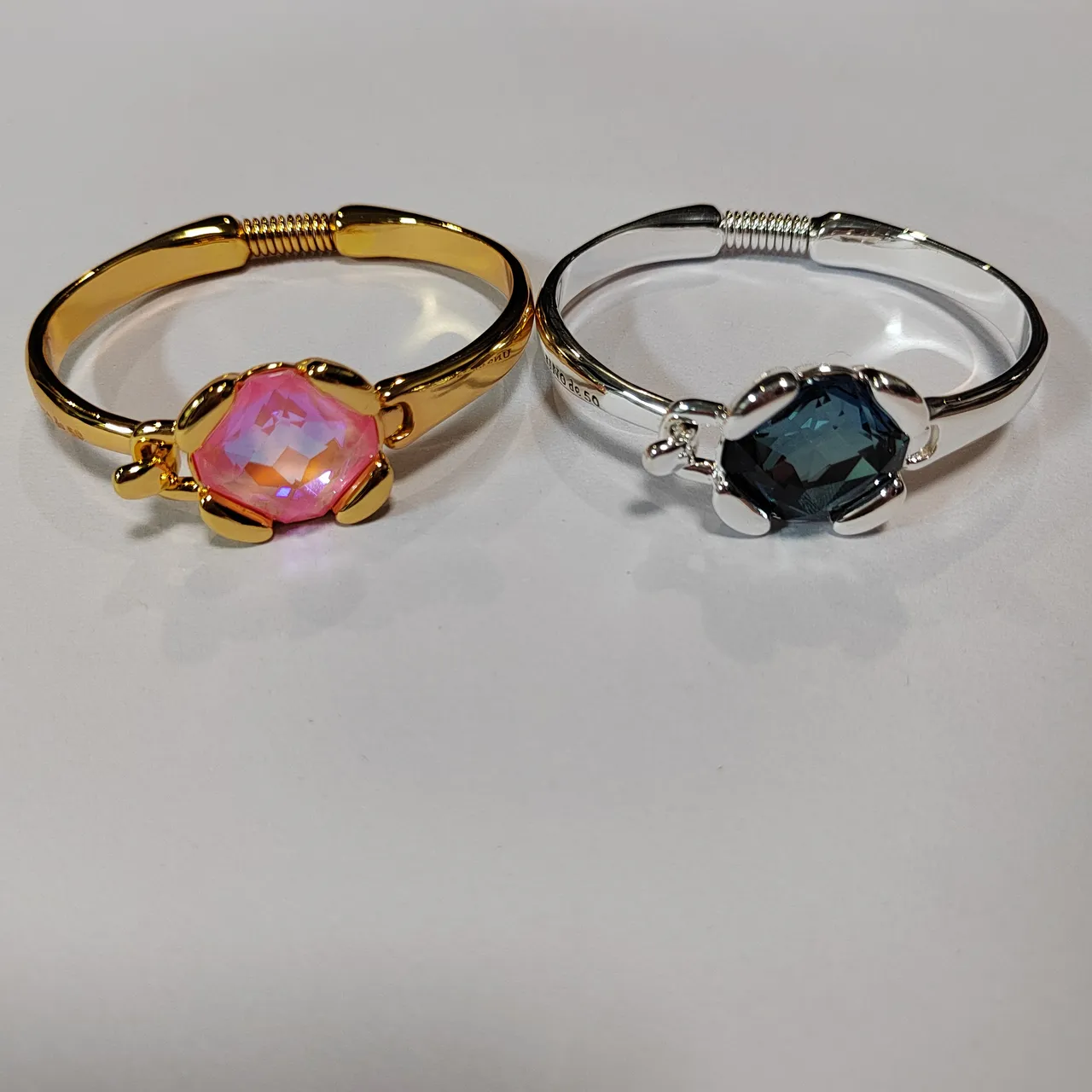 Gold and Silver Tone Teardrop Stone Open-Cuff Bracelets 11