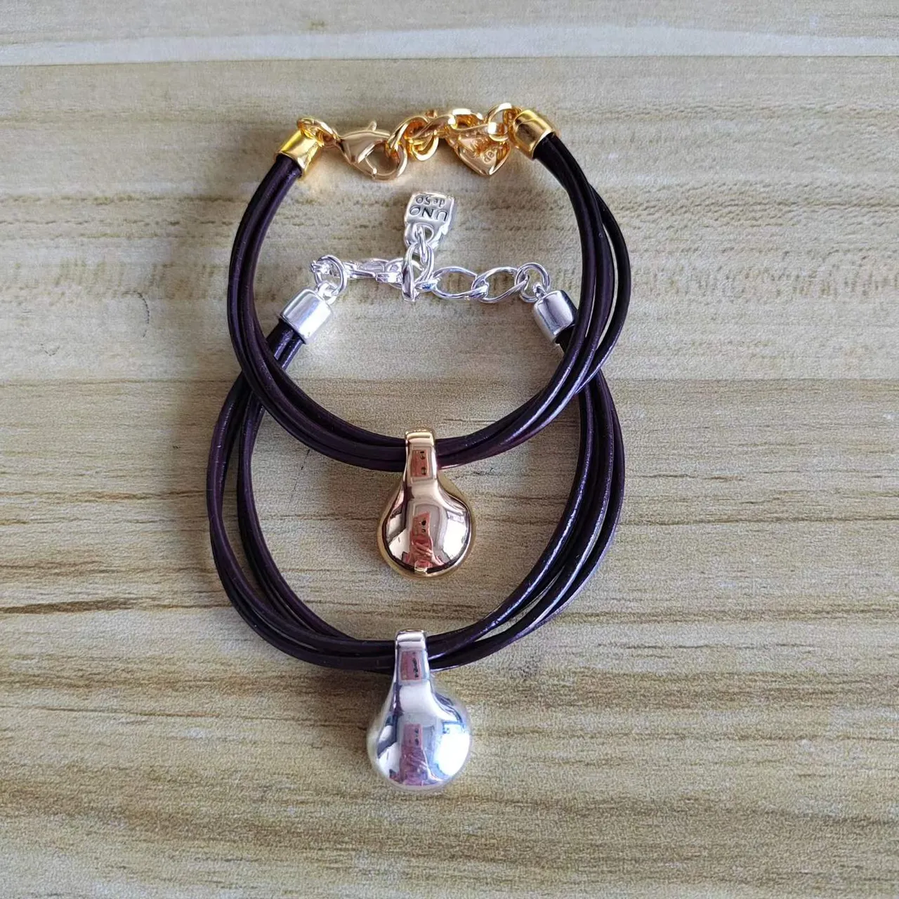 Gold and Silver Tone Teardrop Stone Open-Cuff Bracelets 17