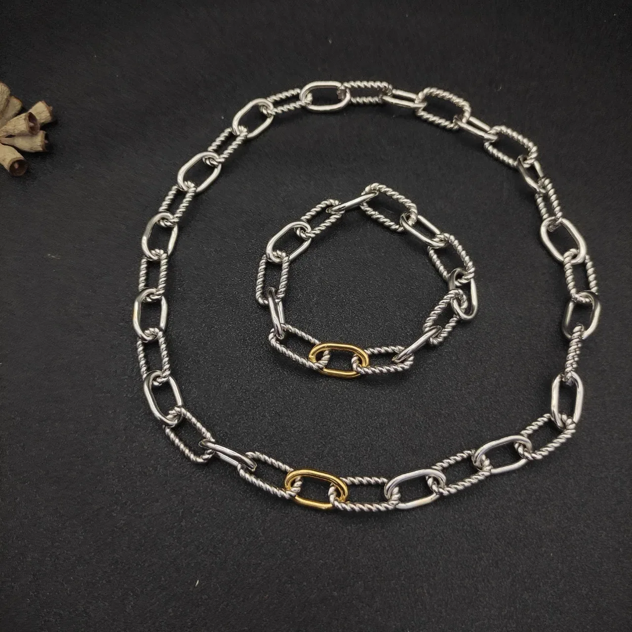 Gold and Silver Twisted Rope-Link Chain Necklaces 7