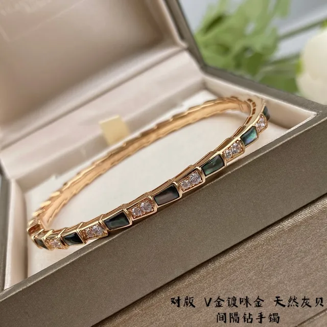 Gold Black Segmented Geometric Bangle Pavé Crystal Accents Bracelet 9