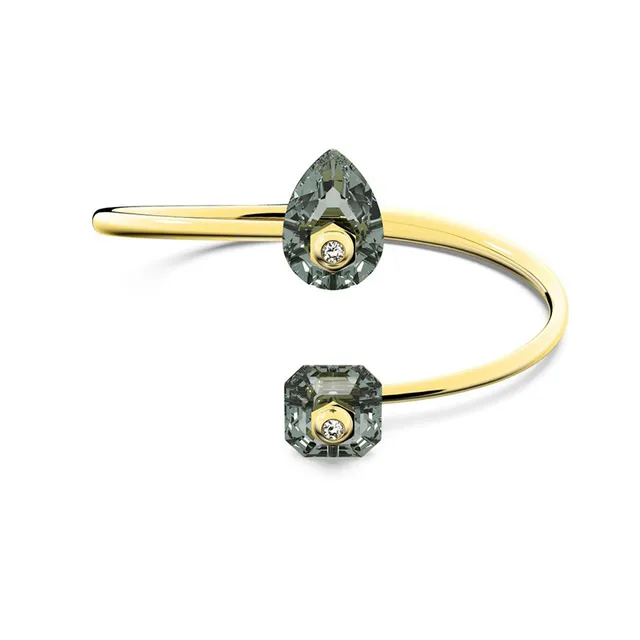 Gold Curb Chain Hexagonal Bezel-Set Stone Bracelet 4