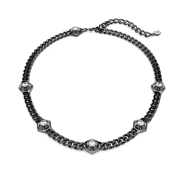 Gold Curb Chain Hexagonal Bezel-Set Stone Bracelet 9