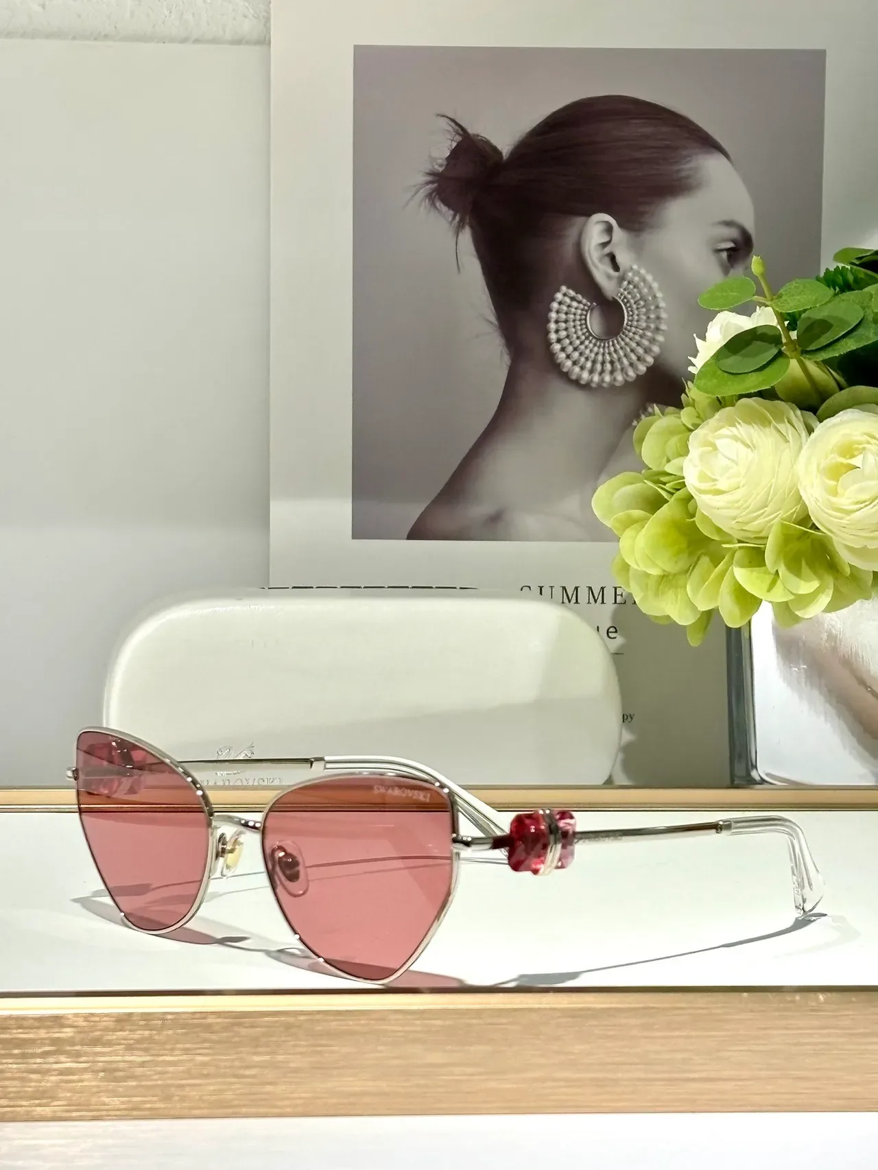 Gold Green Geometric Cat-Eye Silhouette Metal Frame Sunglasses 7
