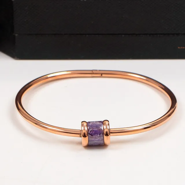Gold Multicolor Bangles Faceted Stone Beads Bracelet 7
