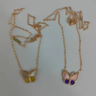 Collier de chaîne papillon pendentif doré multicolore