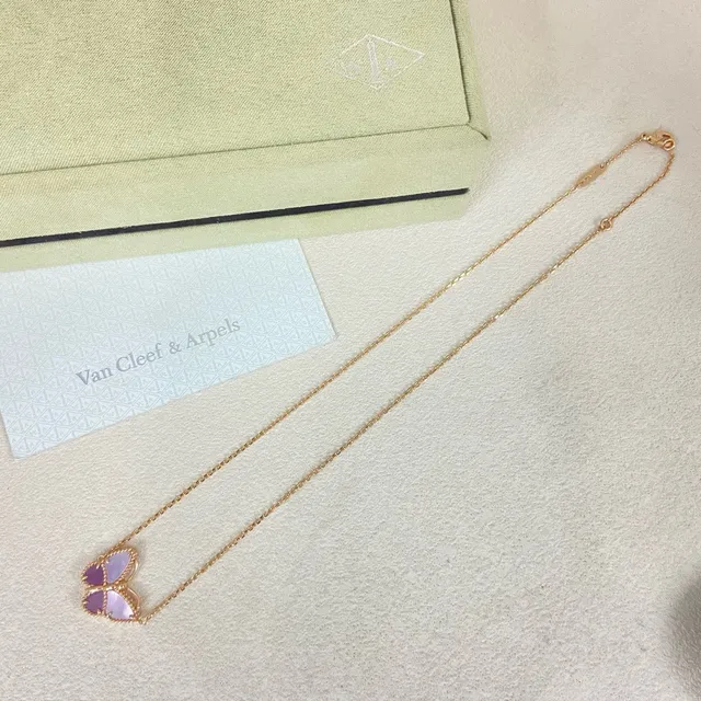 Gold Multicolor Chain Butterfly Pendant Necklace 2