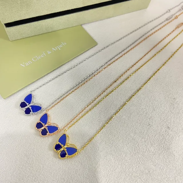 Gold Multicolor Clover-Link Motif Enamel Inlay Necklace 15