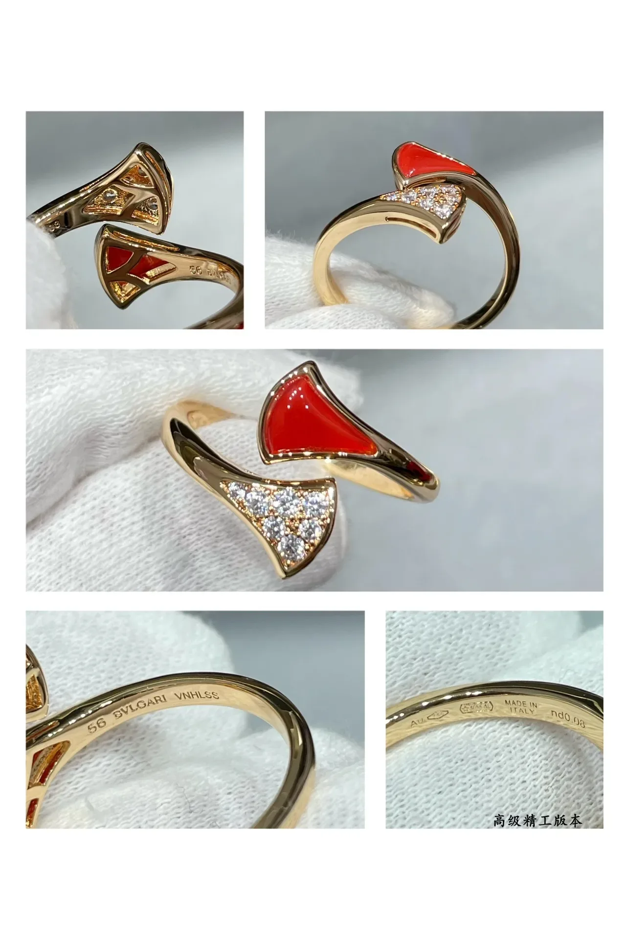Gold Multicolor Fan-Shaped Motif Pavé-Set Stones Ring 3