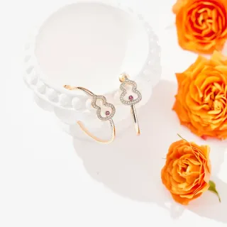 Gold Pink Pavé-Set Earrings