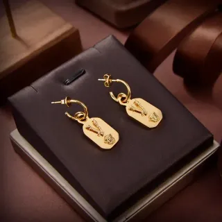Gold Rectangular Tag Dangle Earrings