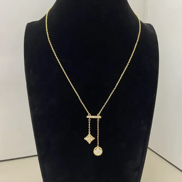 Gold Silver Bar-and-Dangle Pavé-Set Necklace 5
