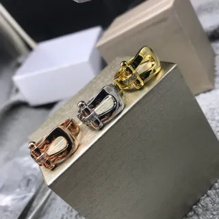Gold Silver Buckle-Inspired Metallic Ring