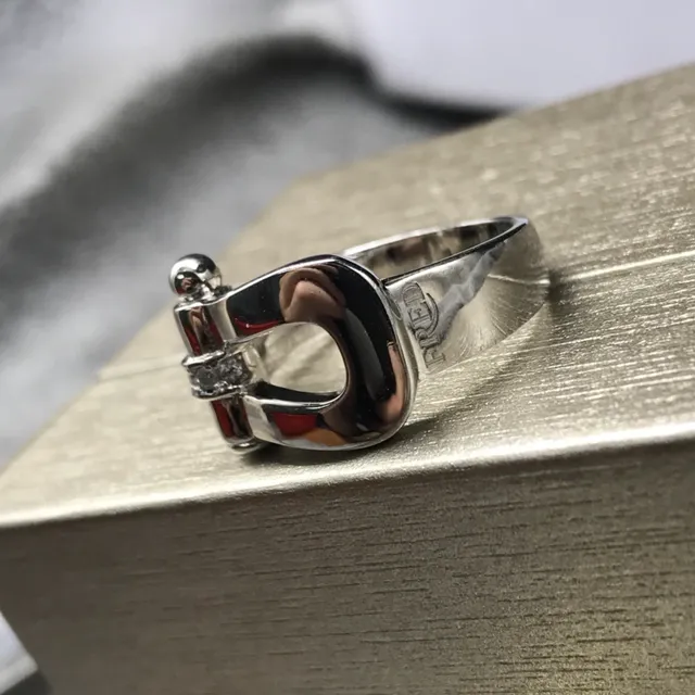 Gold Silver Buckle-Inspired Metallic Ring 3