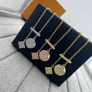 قلادة ذهبية فضية Pavé-Set فاني وماسي شكل زهري وماسي Bar-Link كونيكتور दितيل