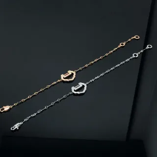 সোনা ও রুপার Pavé-Stone সজ্জিত U-আকারের কেন্দ্রীয় মোটিফ ব্রেসলেট