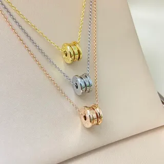 Gold Silver Rose Gold Cylindrical Barrel Pendant Necklaces