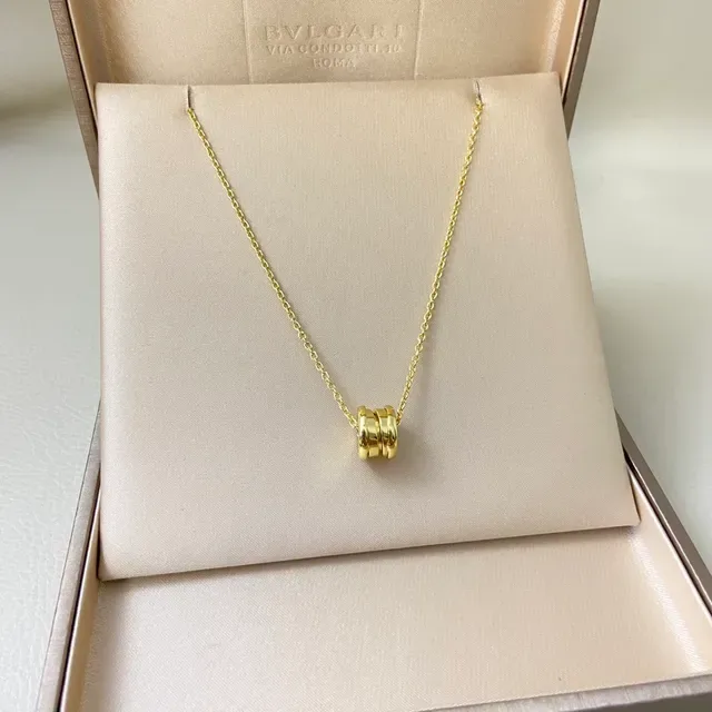 Gold Silver Rose Gold Cylindrical Barrel Pendant Necklaces 5