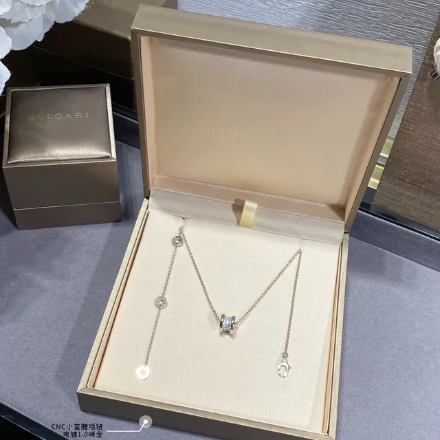 Gold Silver Rose Gold Pavé Barrel Charm Necklace 3