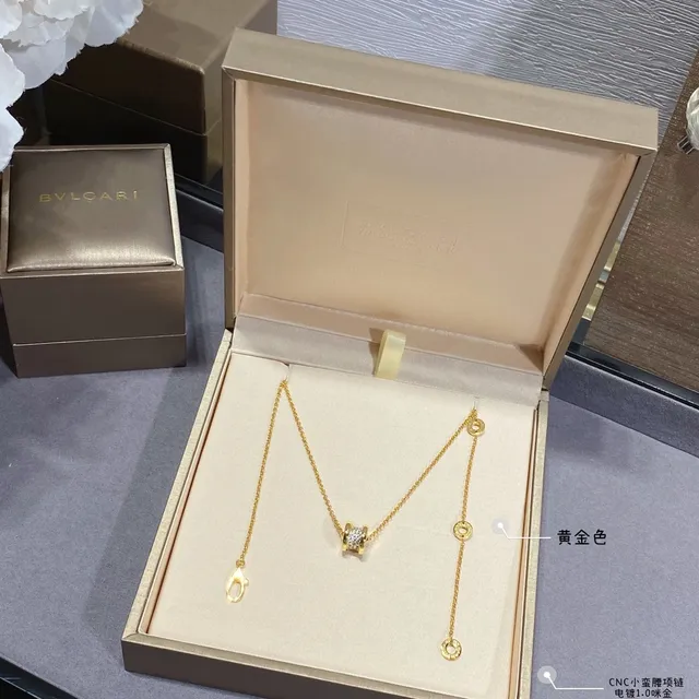 Gold Silver Rose Gold Pavé Barrel Charm Necklace 5