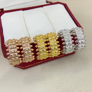 Gold Silver Spiked Pavé-Set Ring