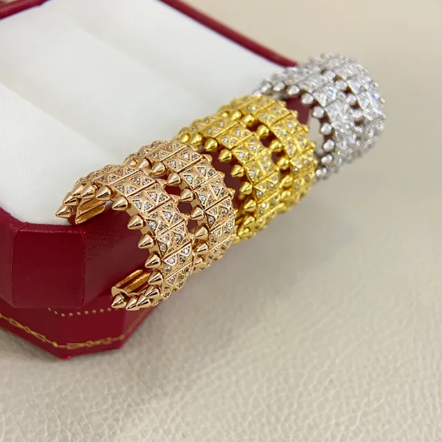 Gold Silver Spiked Pavé-Set Ring 2