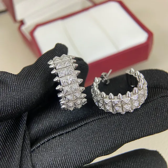 Gold Silver Spiked Pavé-Set Ring 4
