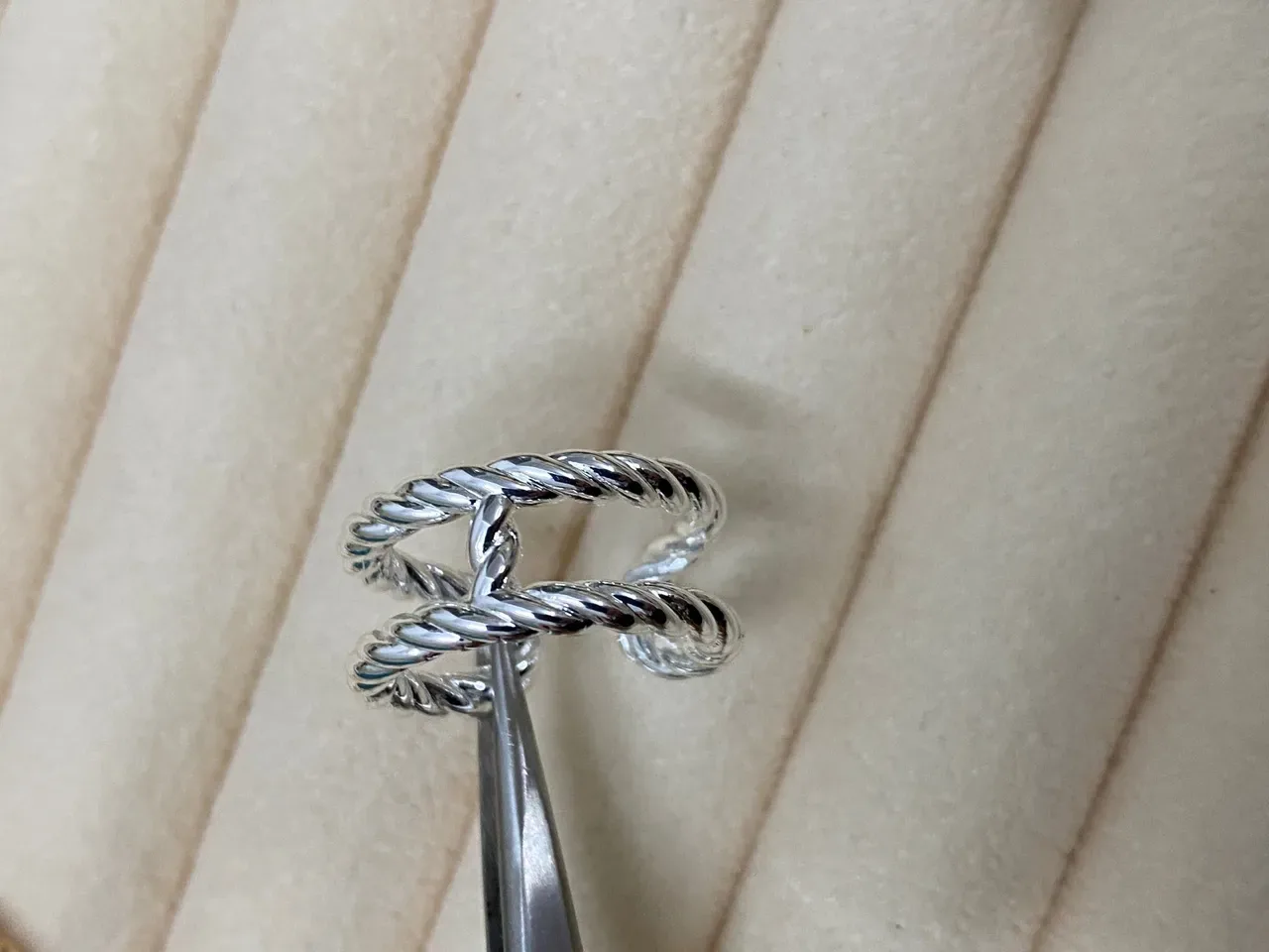 Gold Silver Twisted Rope Open Cuff Ring 2