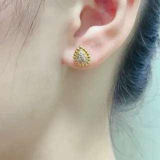Gold-Tone Beaded Border Cluster Stone Teardrop Stud Earrings
