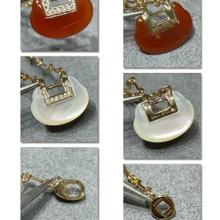 Gold-Tone Carnelian and Mother-of-Pearl Pendant Necklaces