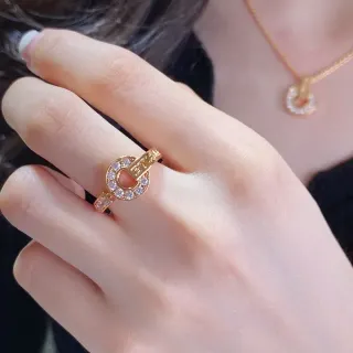 Gold-Tone Circular Pavé Crystal Ring