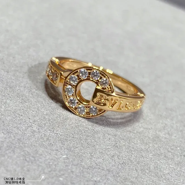 Gold-Tone Circular Pavé Crystal Ring 8