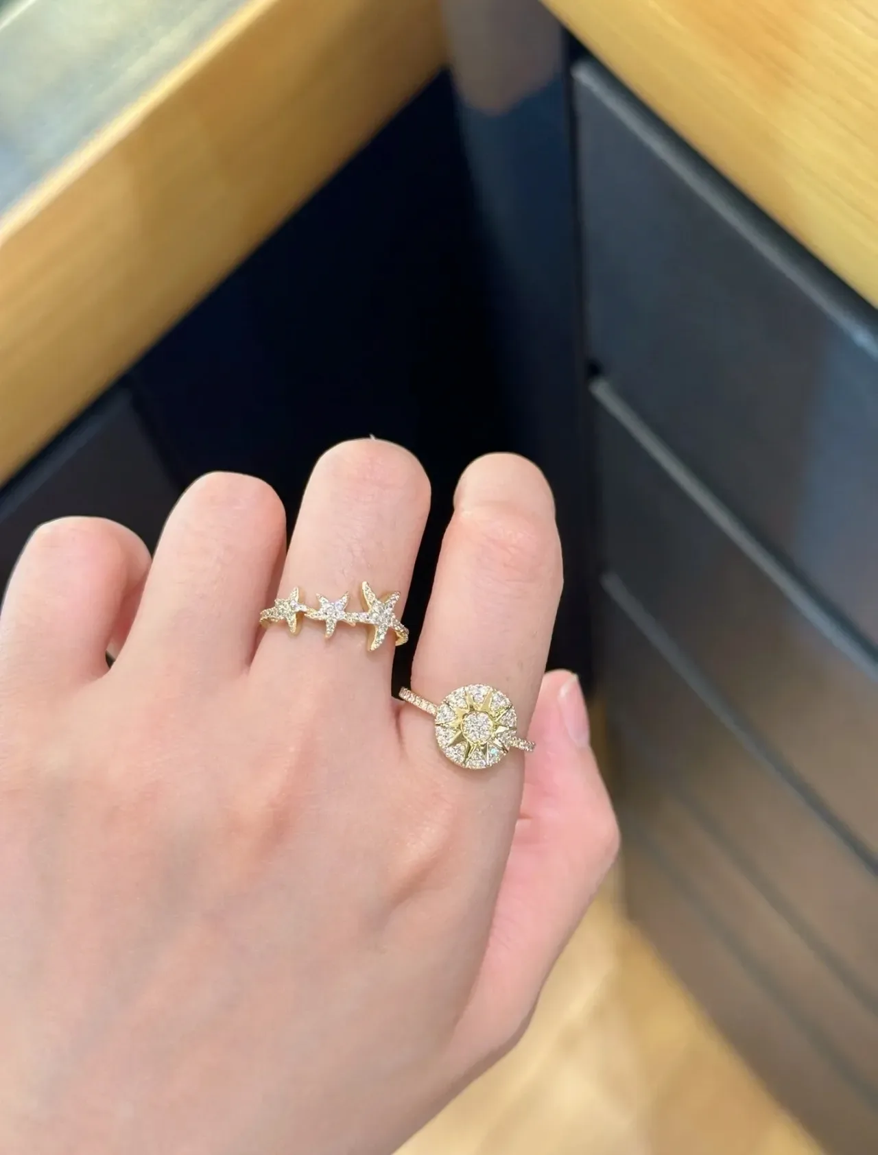 Gold-Tone Crystal Starfish and Crown Motif Ring 3