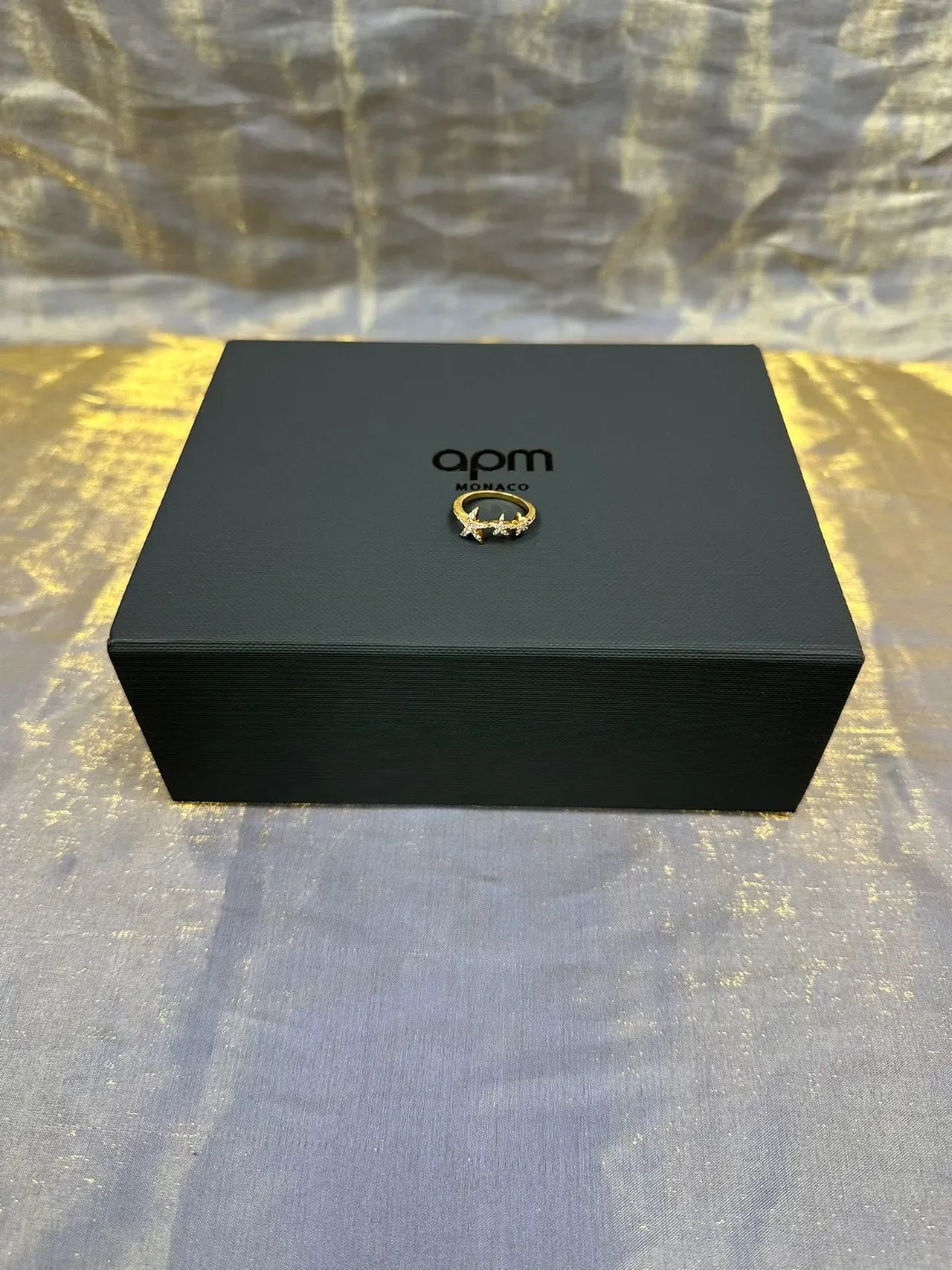 Gold-Tone Crystal Starfish and Crown Motif Ring 6