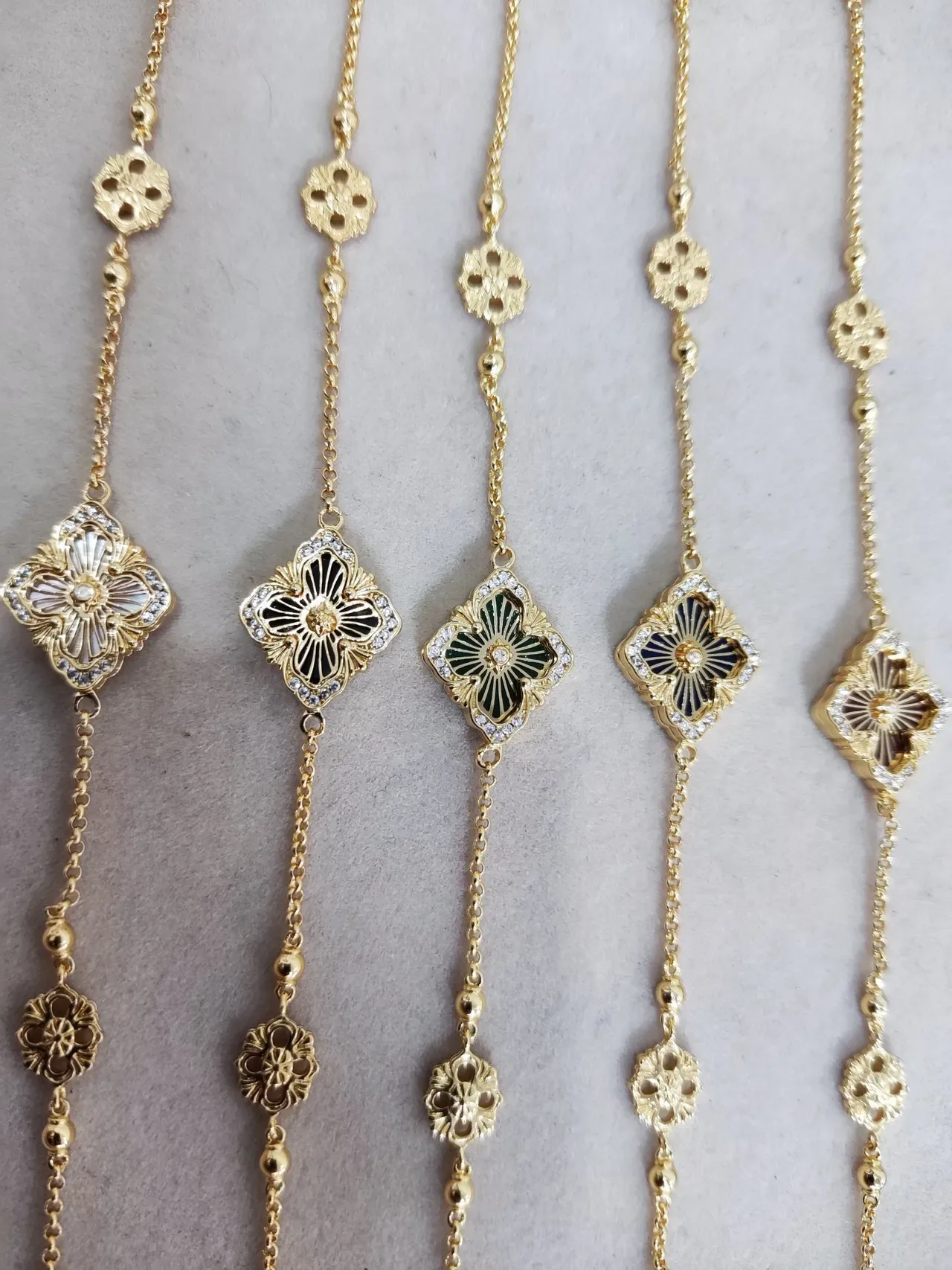 Gold-Tone Filigree Floral Quatrefoil Pendant Necklaces 6