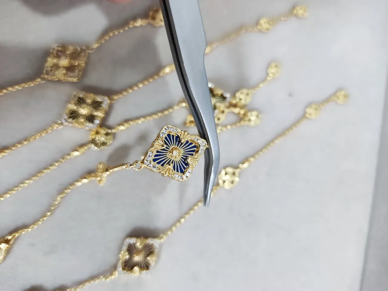 Gold-Tone Filigree Floral Quatrefoil Pendant Necklaces 8