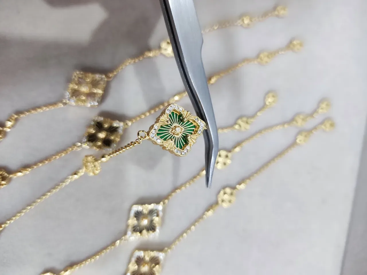 Gold-Tone Filigree Floral Quatrefoil Pendant Necklaces 9