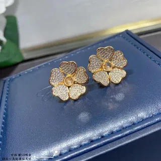 Gold-Tone Five-Petal Floral Pavé Crystal Stud Earrings