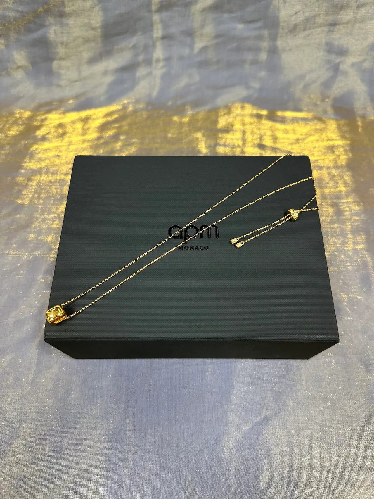 Gold-Tone Geometric Cube Pendant Necklace 6