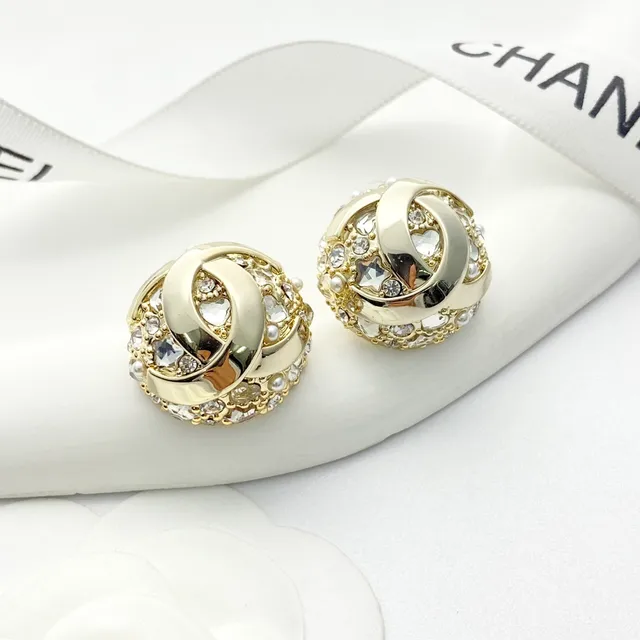 Gold-Tone Interlocking Loop Crystal and Pearl Stud Earrings 6