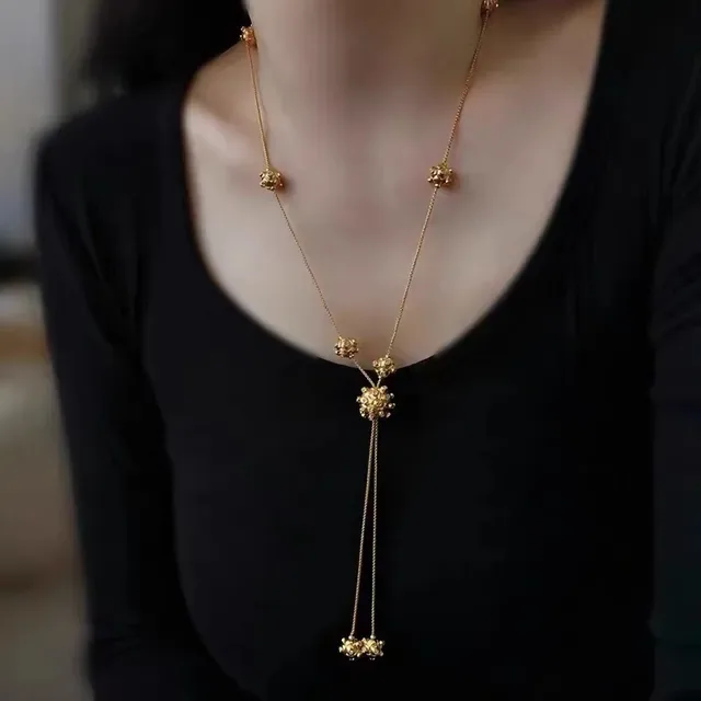 Gold-Tone Multi-Pendant Dangling Chain Necklaces 2