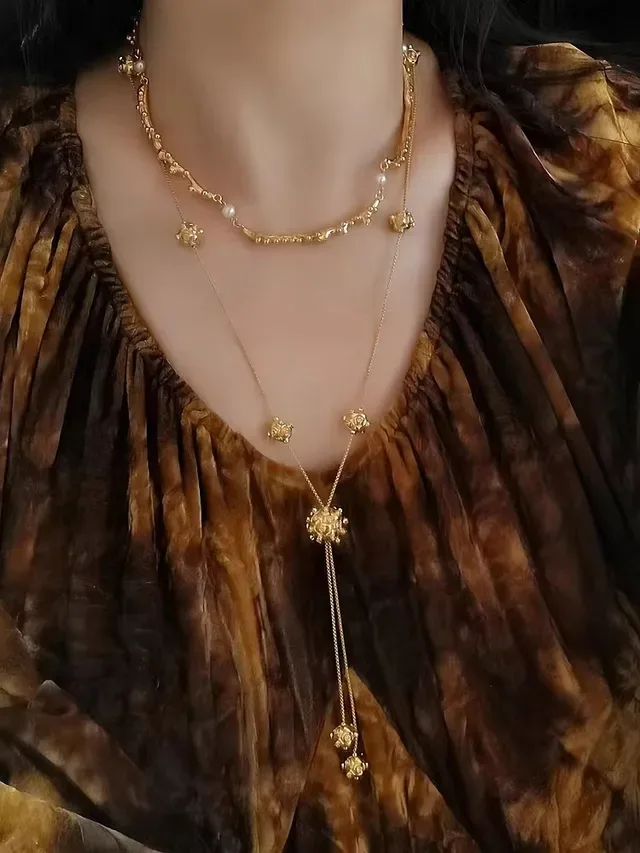 Gold-Tone Multi-Pendant Dangling Chain Necklaces 4