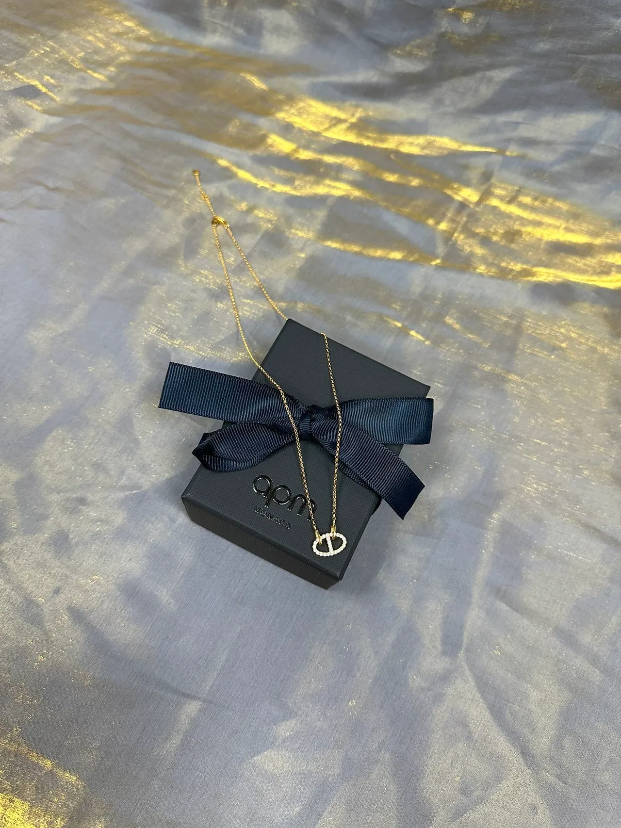 Gold-Tone Oval Pavé Pendant Necklace 6