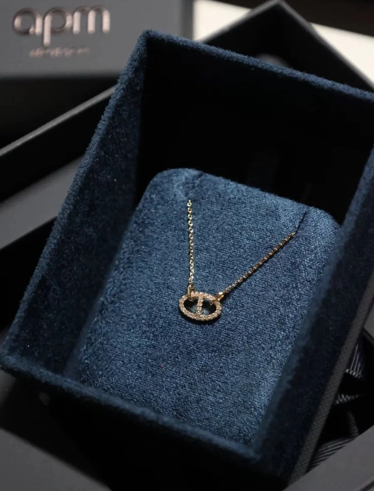 Gold-Tone Oval Pavé Pendant Necklace 7