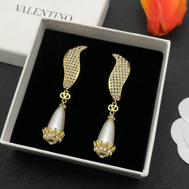 Gold-Tone Pavé Crystal Wing Dangling Pearl Teardrop Earrings 8