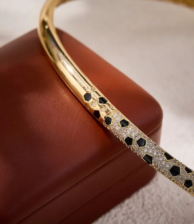 Gold-Tone Pavé Dual Animal-Head Bangle Bracelet 4