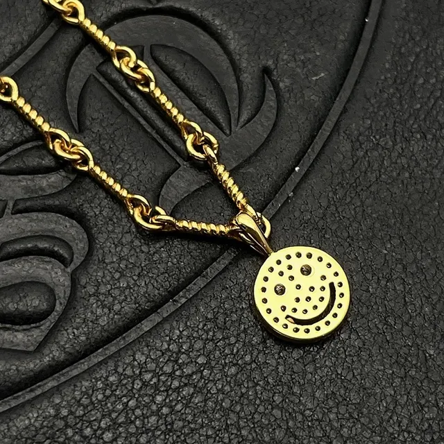 Gold-Tone Pavé Smiley Face Pendant Necklaces 6