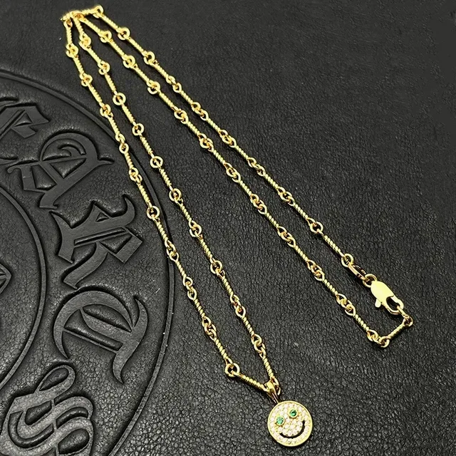Gold-Tone Pavé Smiley Face Pendant Necklaces 8