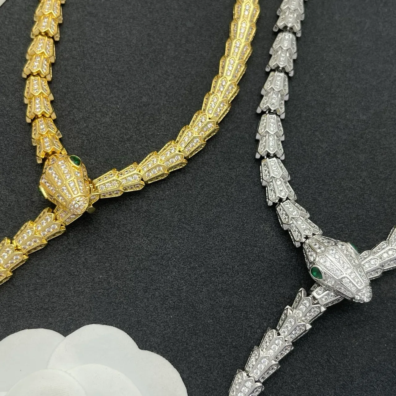 Gold-Tone Pavé Snake Motif Necklace 2